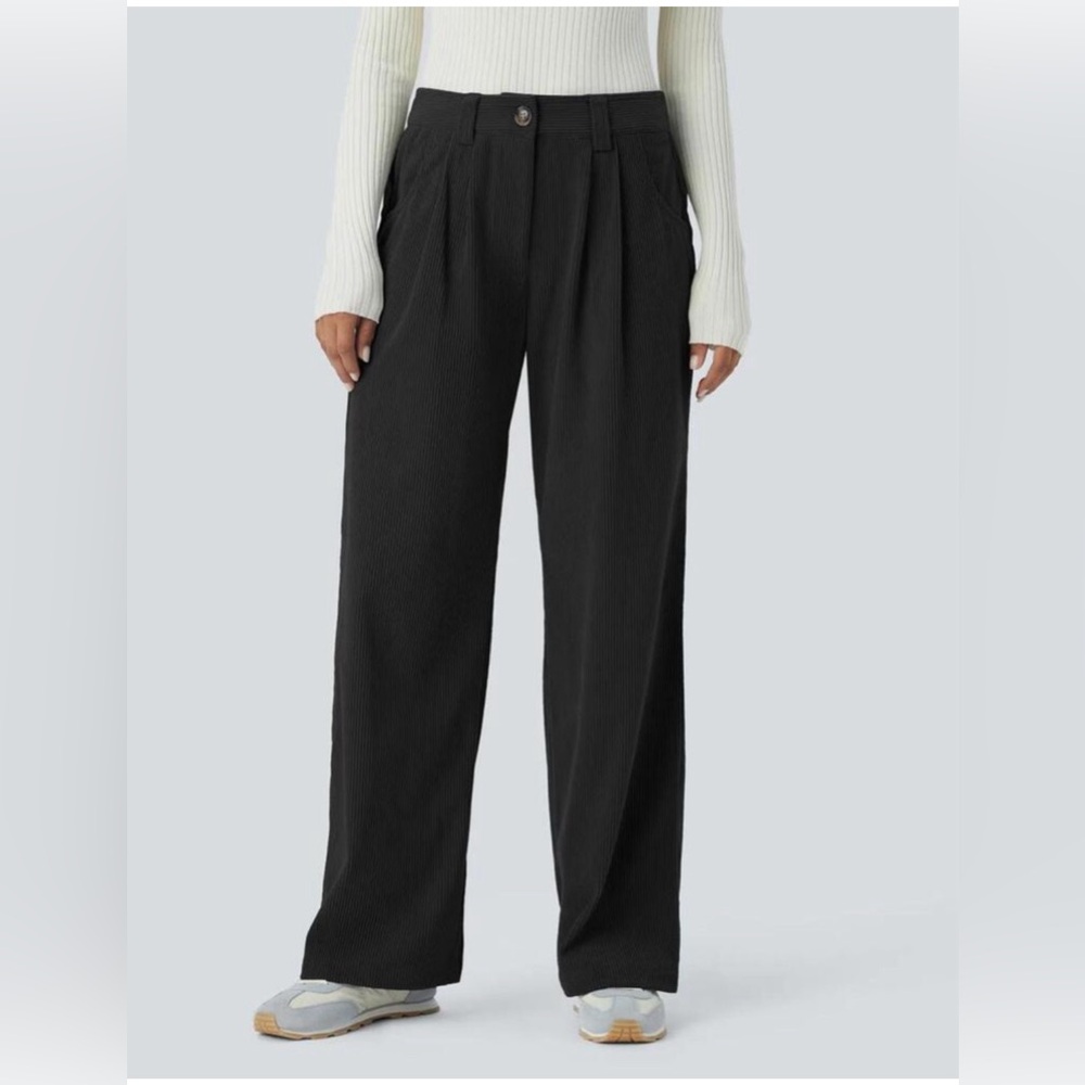 NWT Halara Mid Rise Pocket Straight Leg Corduroy Casual Pants Gray Size XL - Picture 2 of 11